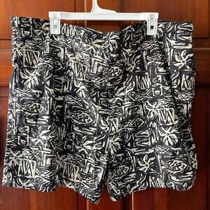Vintage Sand N Sun Swim Trunks Men’s L Blue White Tribal Surf Print 90s Shorts